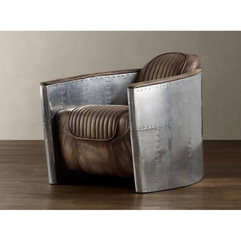 Williston Forge Arionah Faux Leather Barrel Chair Body Fabric Brown Faux Leather Accent Chairs